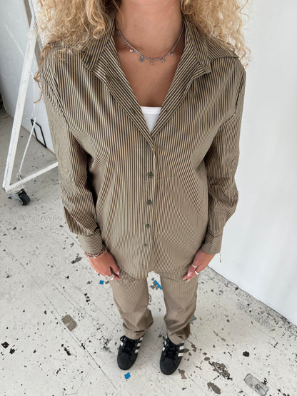 Zuri shirt with stripes - Khaki/beige