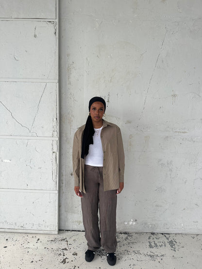 Zuri shirt with stripes - Khaki/beige
