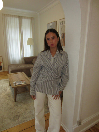 Milay shirt with tie detail - Grey/white