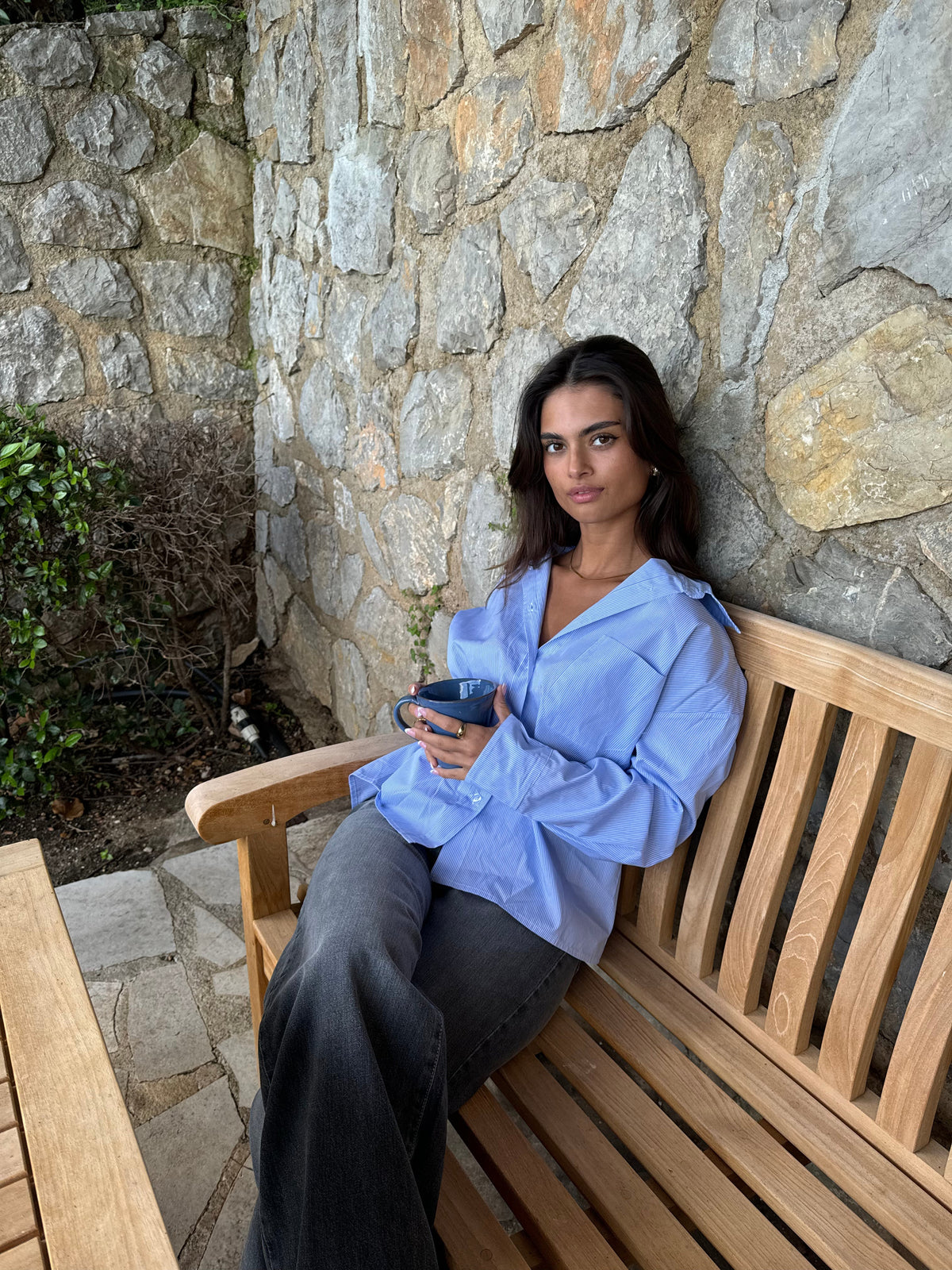 Kendall button shirt with stripes - Blue/white