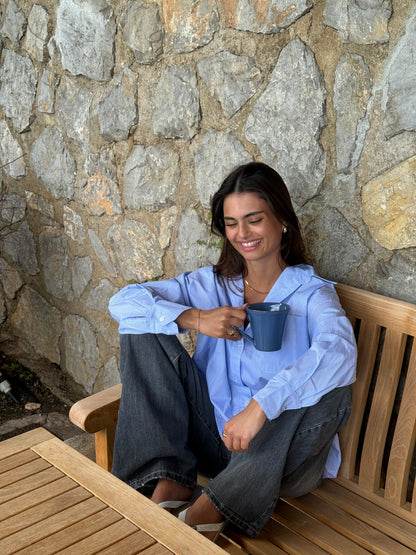 Kendall button shirt with stripes - Blue/white