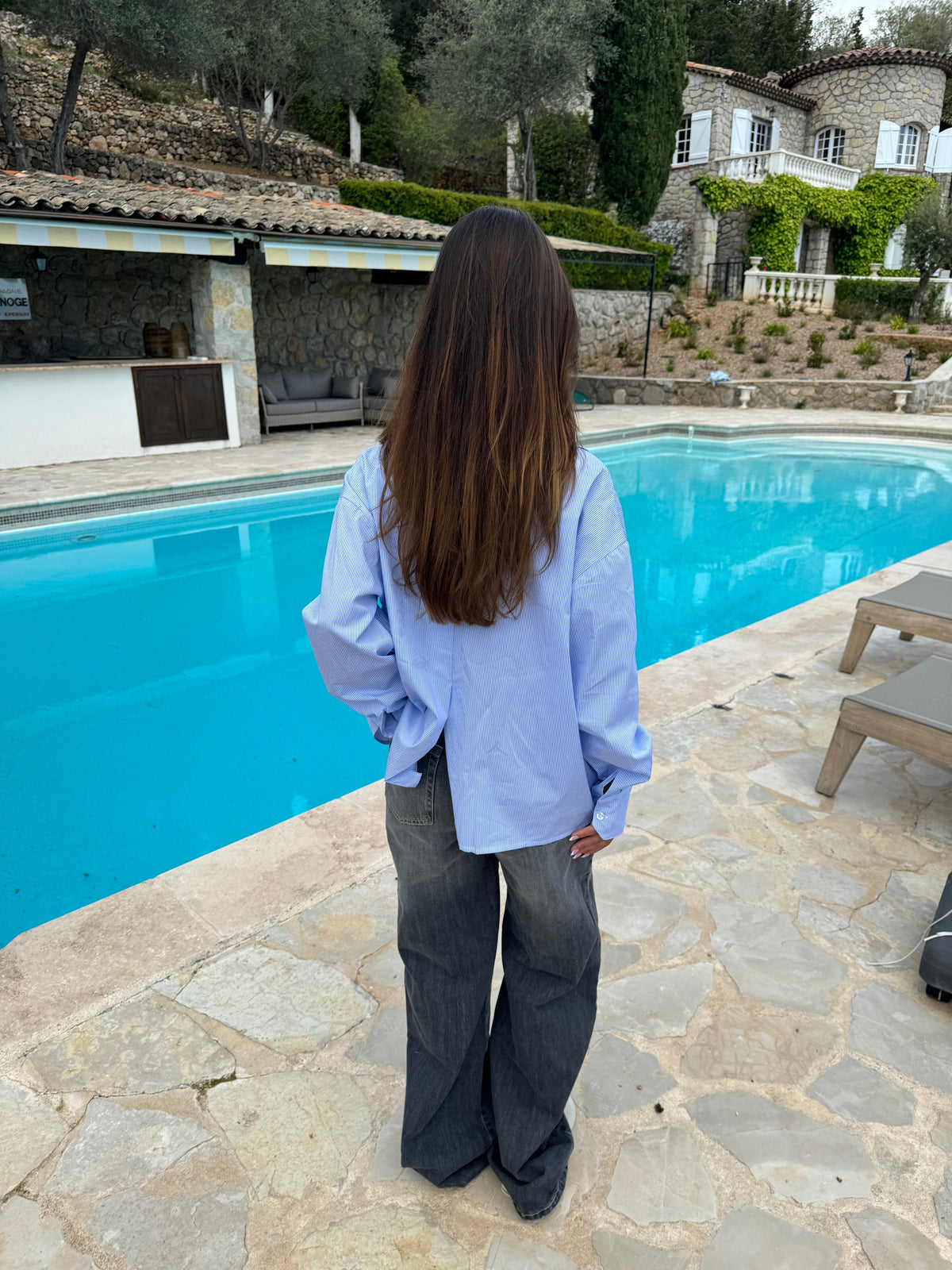 Kendall button shirt with stripes - Blue/white