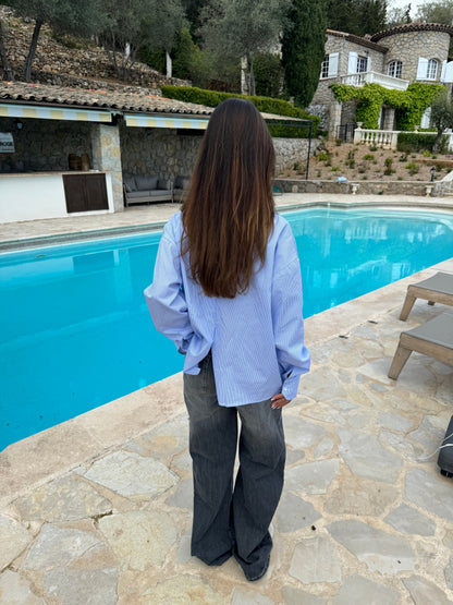 Kendall button shirt with stripes - Blue/white