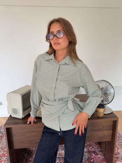 Brenna shirt with tie detail – Green