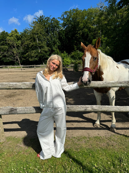 Alina shirt with black stripes - White