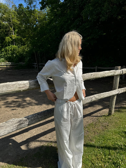 Alina shirt with black stripes - White