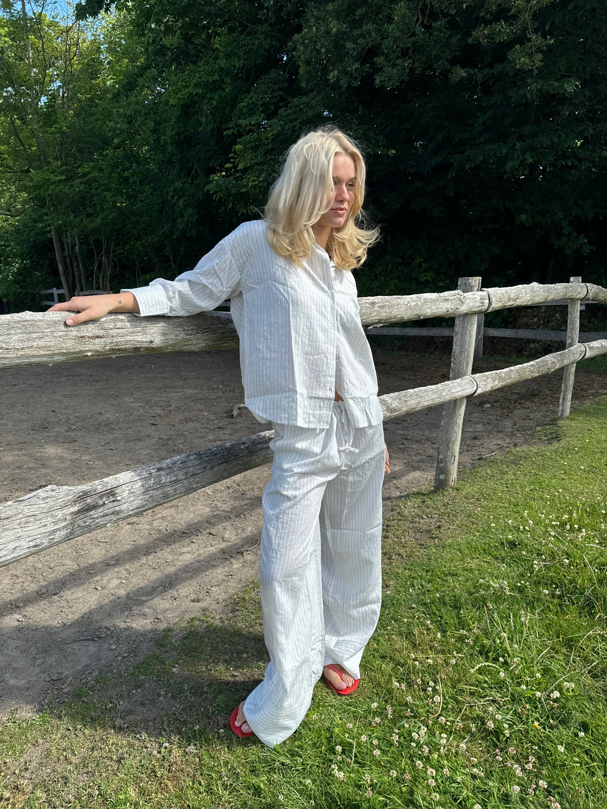 Alina shirt with black stripes - White