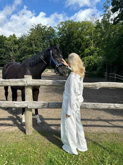 Alina shirt with black stripes - White