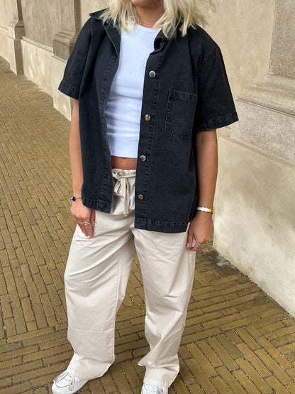 Siff Short Sleeve Denim Shirt - Grey