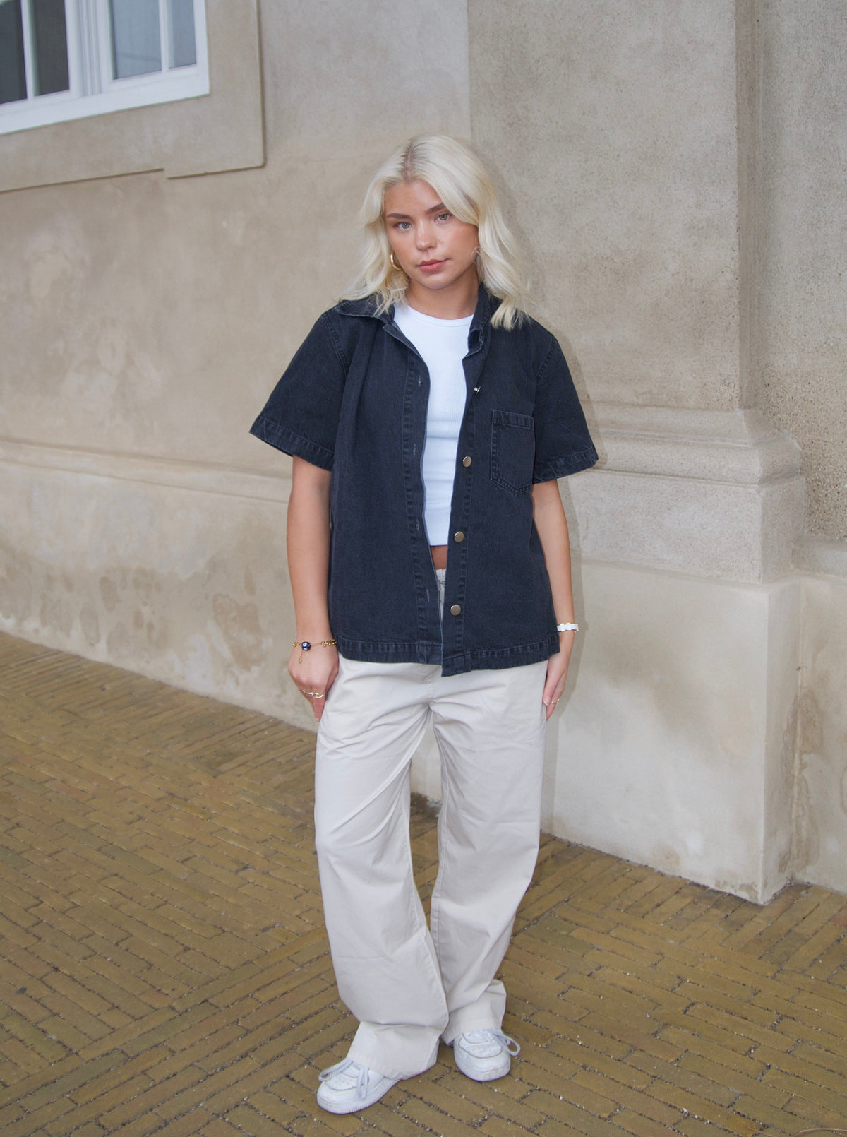 Siff Short Sleeve Denim Shirt - Grey