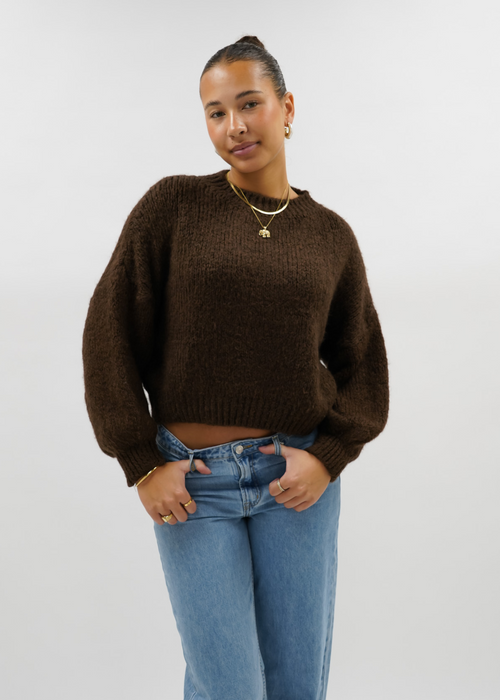 Knitted sweater chocolate brown (tall)