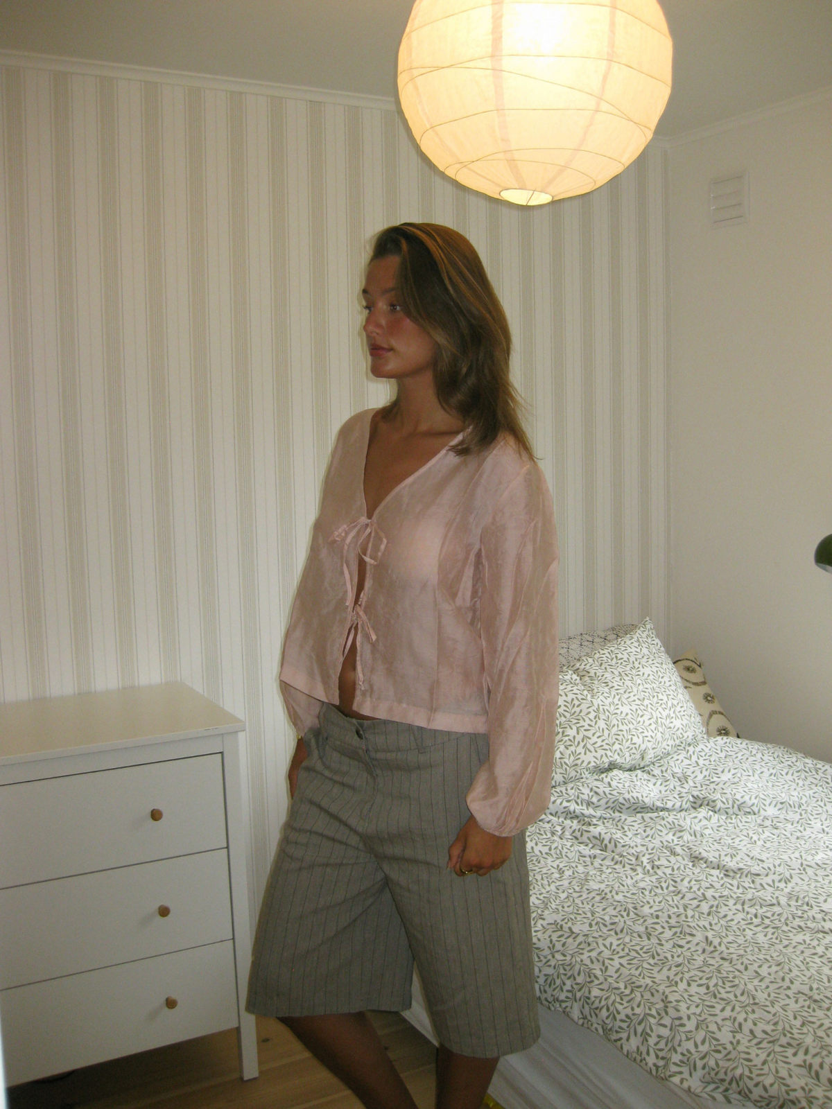Kirstin shirt with tie details – Pink