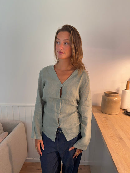 Amula linen shirt – Mint green