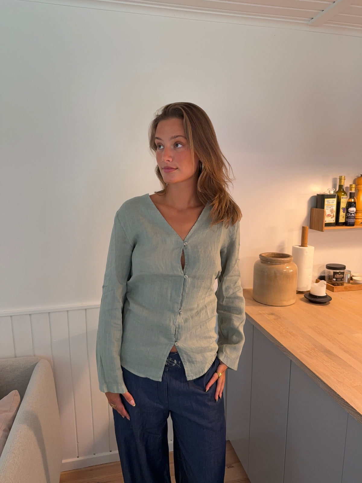 Amula linen shirt – Mint green