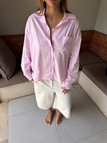 Kendall button shirt with stripes - Pink/white