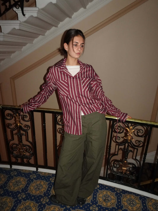 Sabina shirt with stripes - Burgundy/beige