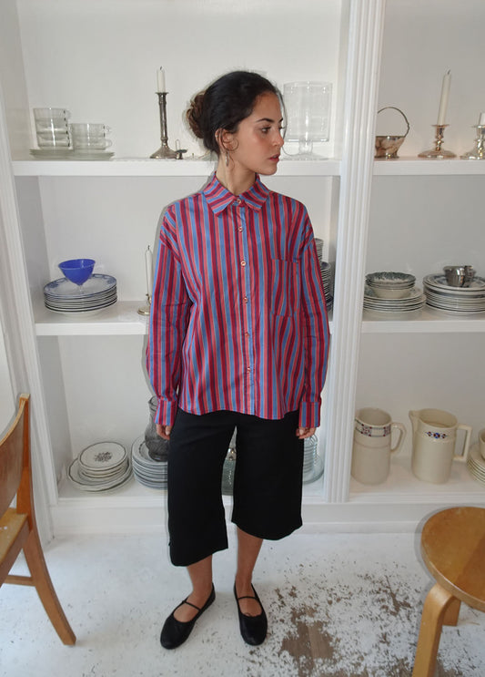 Kendall button shirt with stripes - Pink/blue