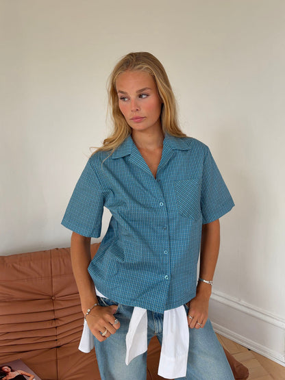 Rejna shirt with checkers - Blue/white