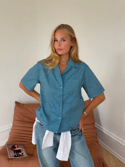 Rejna shirt with checkers - Blue/white