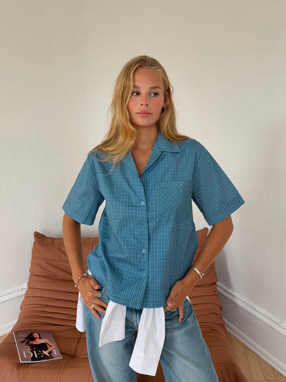 Rejna shirt with checkers - Blue/white