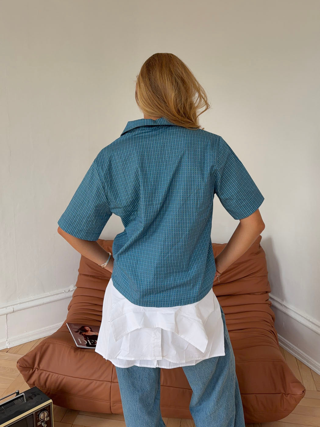 Rejna shirt with checkers - Blue/white