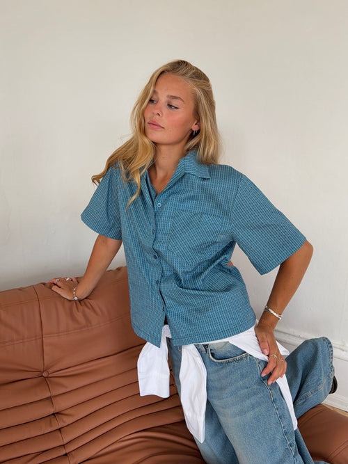 Rejna shirt with checkers - Blue/white