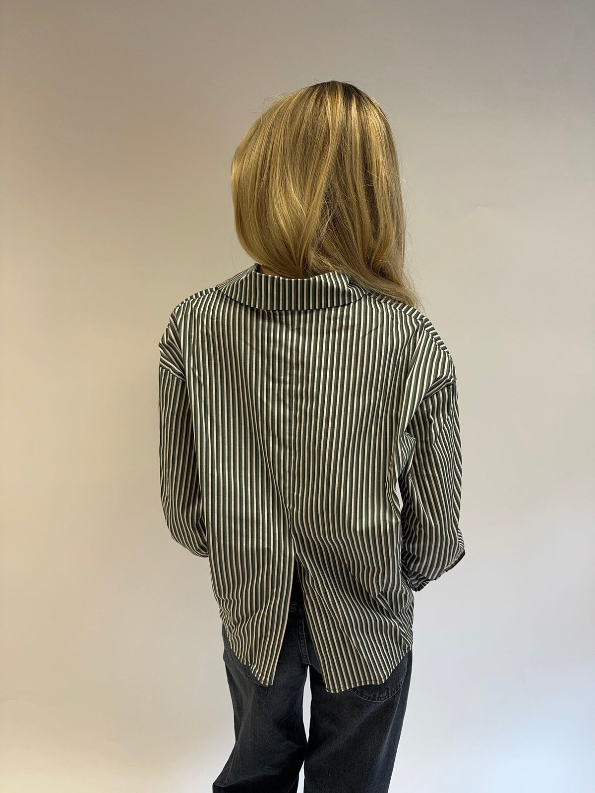 Kendall button shirt with stripes - Khaki/white