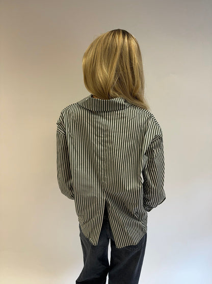 Kendall button shirt with stripes - Khaki/white